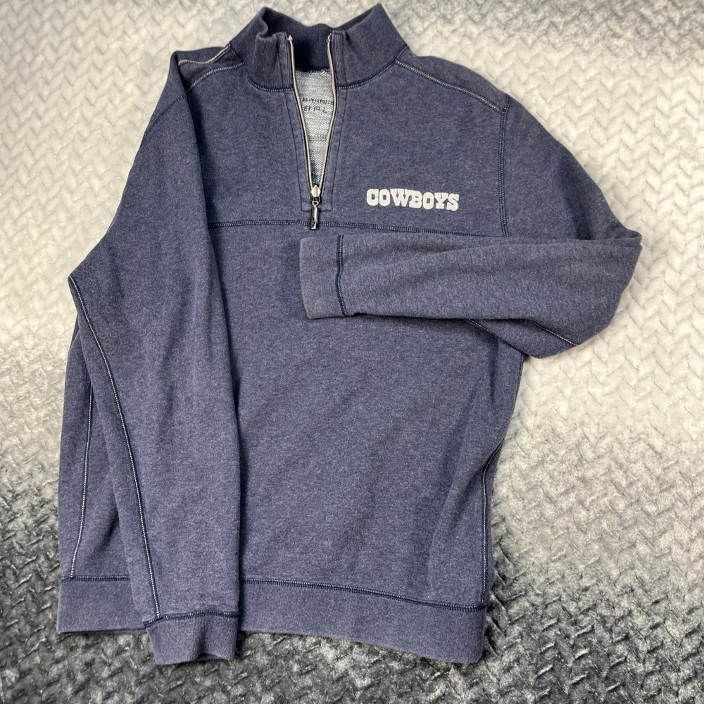 Dallas Cowboys Tommy Bahama NFL Men L Blue 1/4 Zip Pullover Star Logo Reversible - Picture 11 of 14